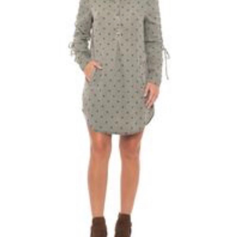 Billy T Army Green Star Print Tunic Shirt Dress XS